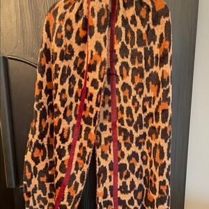 Zara Leopard Print Scarf with Orange Highlights